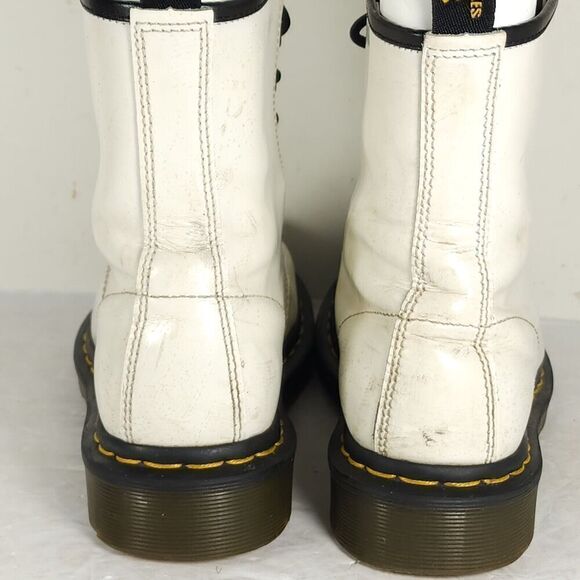 Dr. Martens Women's Pascal US7 White Leather Lace Up Ankle Combat Boots - Picture 13 of 16